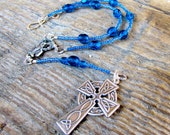 Car Rosary from blue Czech glass