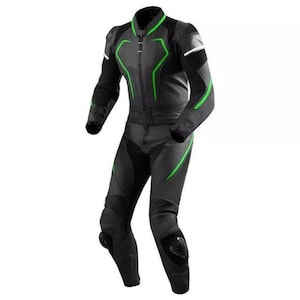 Handmade Leather Motorcycle Racing Suit | Men&#39;s Armored Biker Suit  | 1-Piece Sport bike Riding Gear | Custom Fit Race Suit