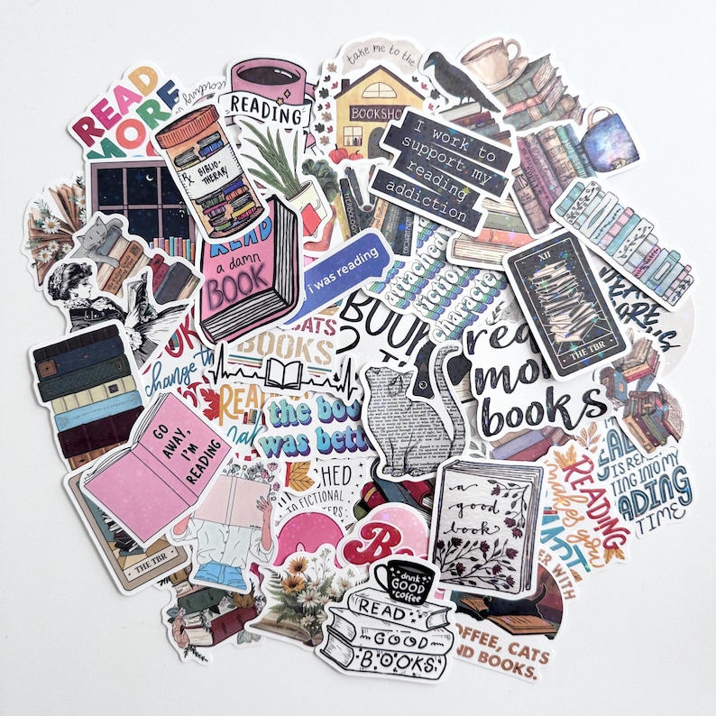 Bookish Stickers Cute Reading Themed Holographic Stickers for Book ...