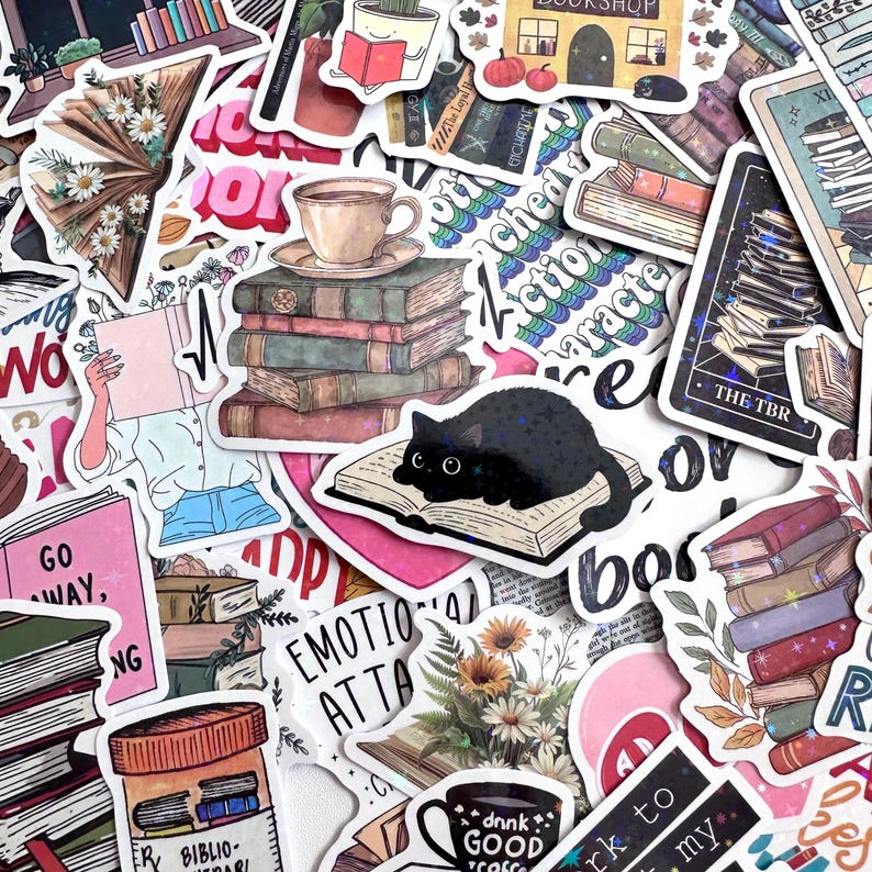 Bookish Stickers Cute Reading Themed Holographic Stickers for Book ...