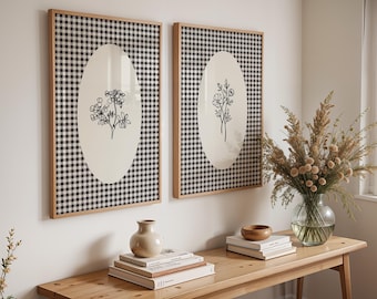 Set of 2 Cottagecore Prints Gingham, Digital Download, Home decor