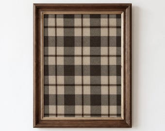Brown Beige Tartan Pattern Print, Antique Scottish Fabric Texture, Cozy Cabin Wall Decor (Digital Download, Vertical)