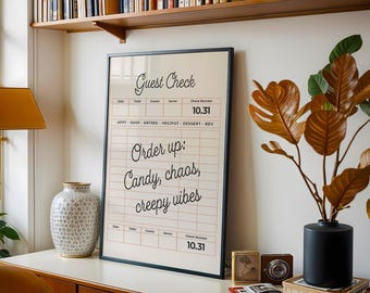 Halloween Print, Guest Check, Creepy, Printable Halloween, Fall Poster for Halloween Wall Decor, Trendy Halloween Decor, Digital Download