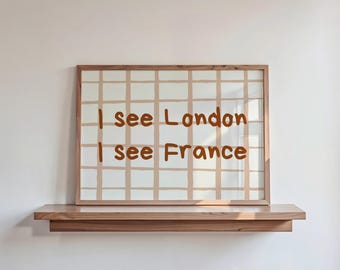 Lustiges Badezimmer-Poster „Ich sehe London, ich sehe Frankreich“ – Digitaler Download – Querformat