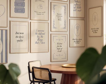 Taylor Prints - Set of 12, Blue Wall art, Digital Download
