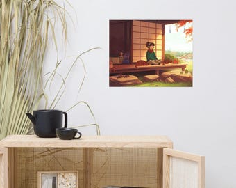 Lofi Girl Art Print - Soothing Breeze Aesthetic Poster - Airy Anime Room Decor - Fresh Calm Wall Art - Gift for Students & Creators