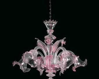 3005 Murano Chandelier Pink Crystal