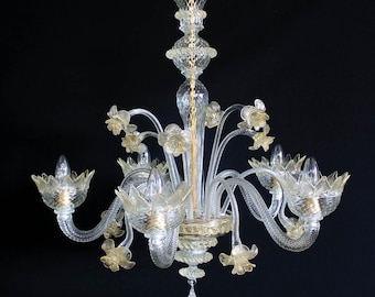 3051 Murano Chandelier Cristal Gold