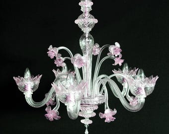 3051 – Lampadario Murano Cristallo Rosa