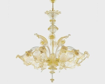3005 Murano Chandelier Amber Crystal