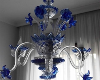 3051 Murano Chandelier Blu