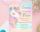 Unicorn Birthday Invitation: Editable Pink Pastel Party Template (5x7 Digital Download)