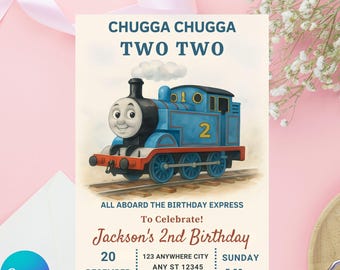 Thomas the Tank Engine Birthday Invitation: Train Party, Editable Template (Digital)