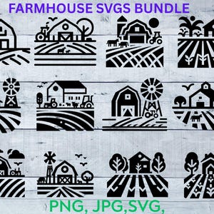 Farmhouse SVG Bundle, Rustic Barn Png, , Country Farm, Vintage Barn Silhouette, Barn Farmhouse Svg ,Country Farm Svg, Farmhouse Cut Files