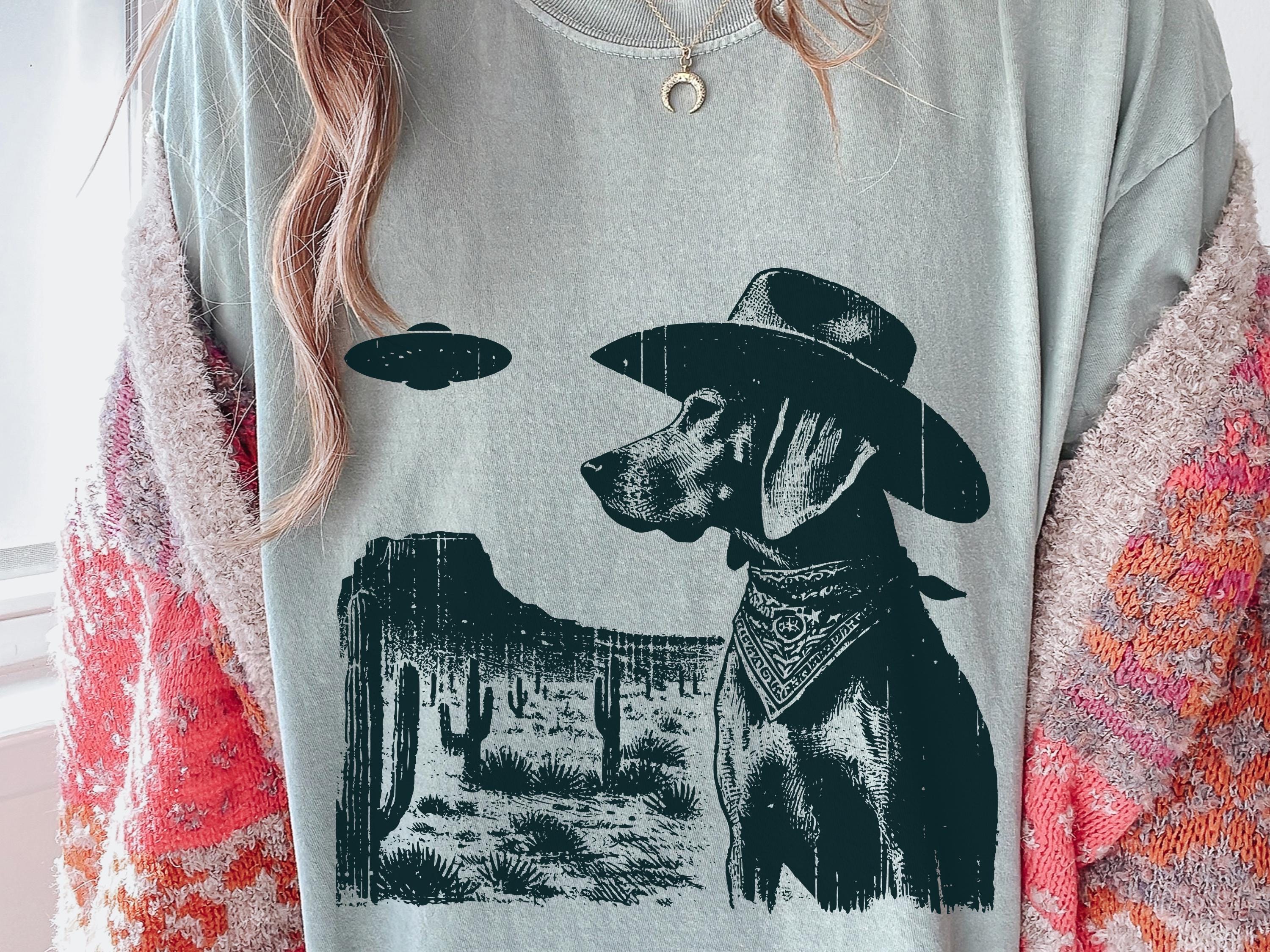 Vintage Coonhound UFO Shirt – Western Cowboy Coonhound Tee, Retro