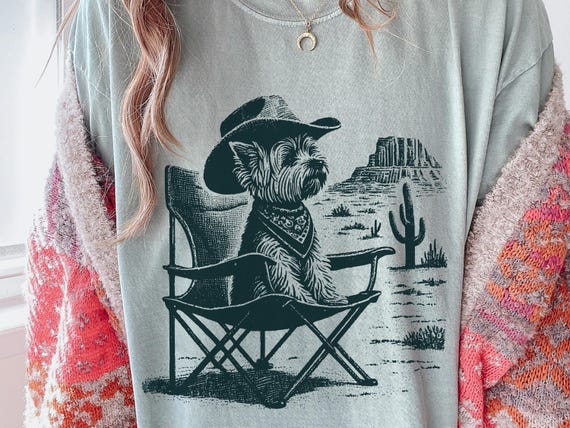Vintage Yorkie Western Shirt – Cowboy Yorkie Tee, Retro Desert Dog Chill T-Shirt, Gift for Yorkie Mom, Dad & Yorkshire Terrier Lovers