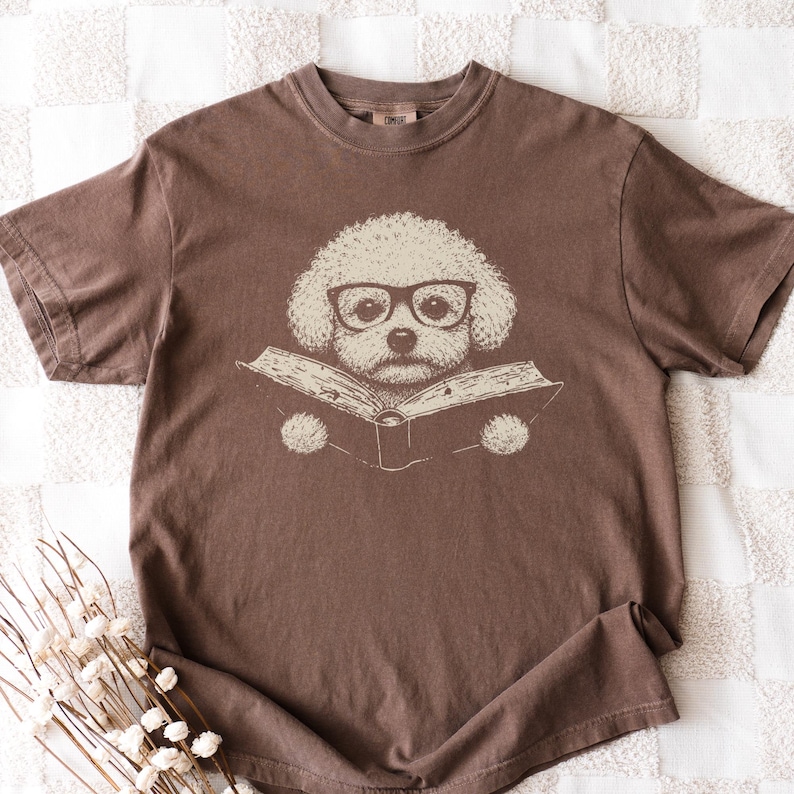 Bichon Frise Book Comfort Colors T-shirt: Reading Dog Shirt - Bichon ...