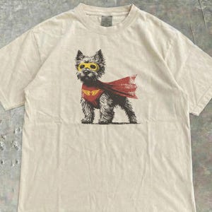 Cairn Terrier Superhero Comic Book Dog T-Shirt - Vintage Geek Nerd Tee for Cairn Mom or Dog Dad - Cute Cartoon Pet Lover Gift Shirt