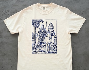 Knight Great Dane Rider Vintage T-shirt, Retro 90s Graphic Tee Dark Art Medieval Funny Dog Meme Shirt, Great Dane Mom Dad, Grimdark Gift