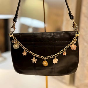 Chaîne de sac OR BLANC ROSE, bijoux à breloques fleurs, cadeau d'anniversaire ou de mariée pour elle, tirette et porte-clés dorés pour sac à dos, pince à sac à main pour fille