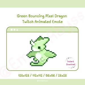 Groene stuiterende pixeldraak-emote