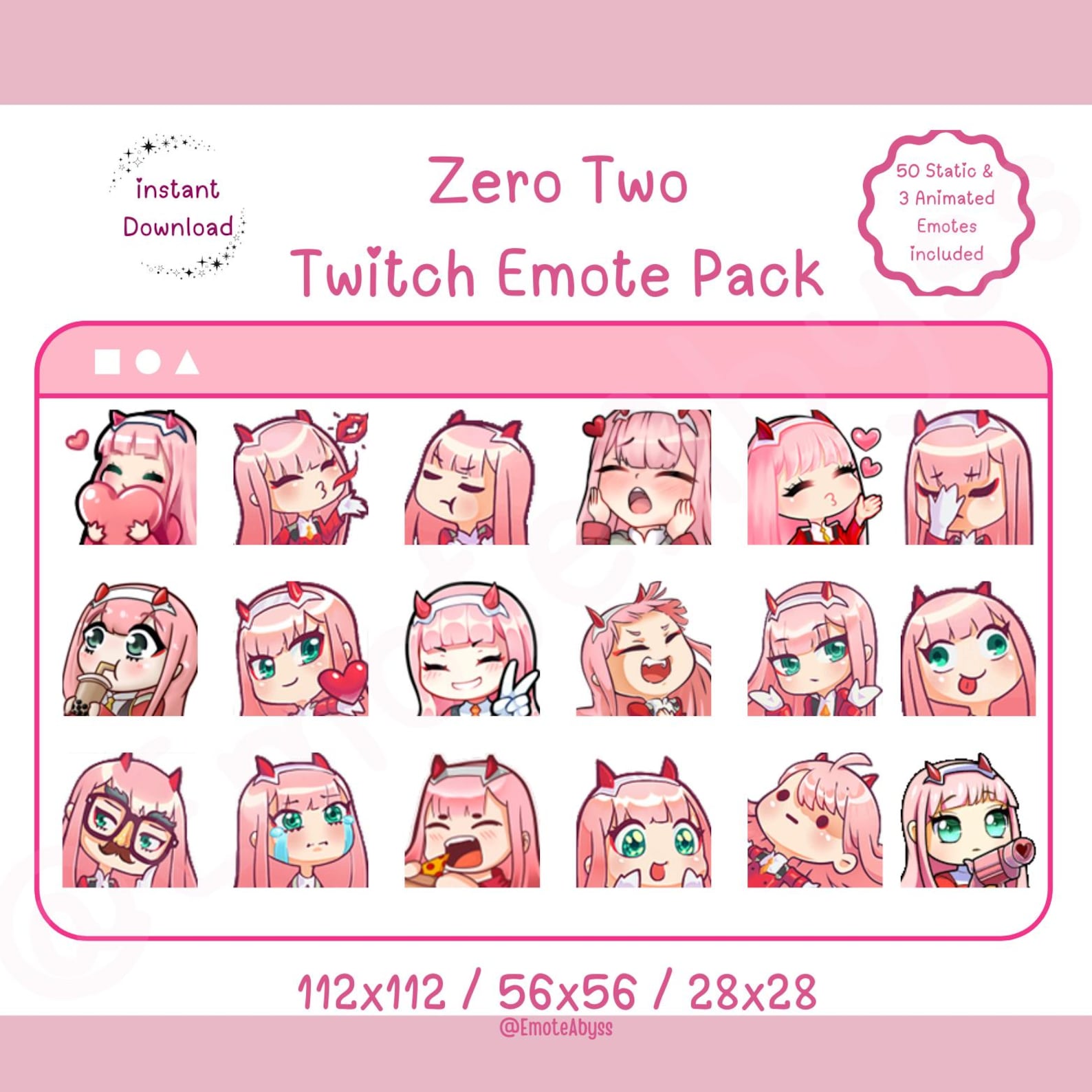 Zerotwo 50emote Pack Twitch - Etsy