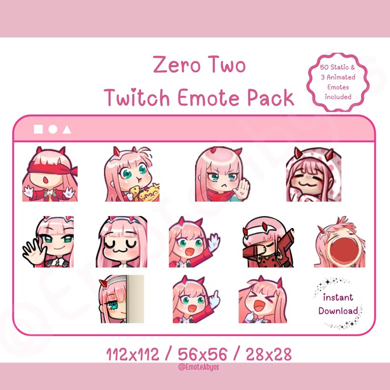 Zerotwo 50emote Pack Twitch - Etsy