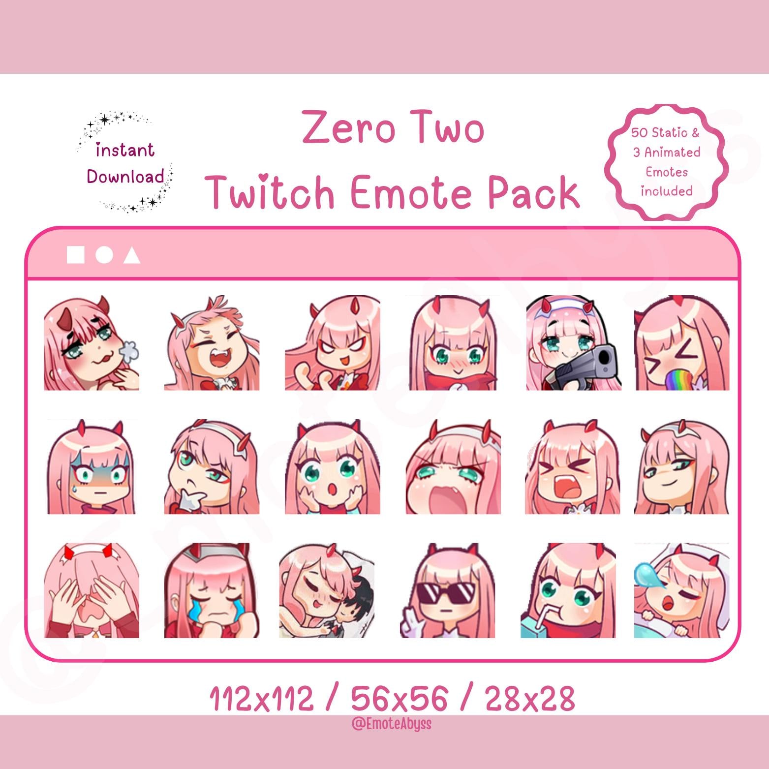 Zerotwo 50emote Pack Twitch - Etsy