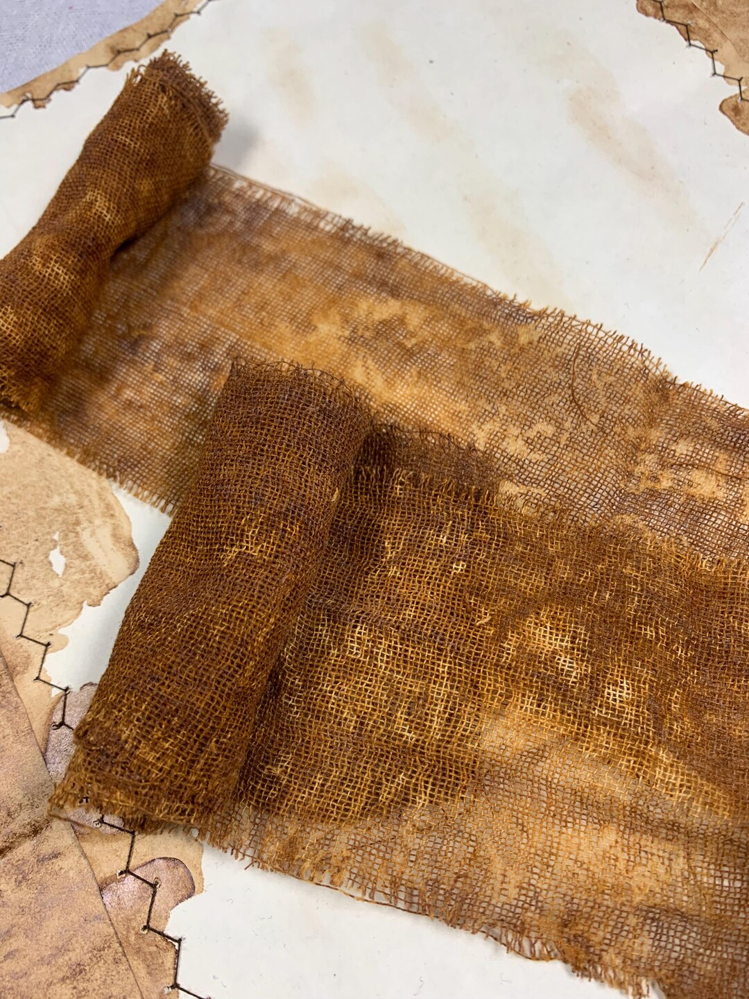 Rust Dyed Gauze Fabric, Vintage Junk Journal Supplies , Grunge Punk ...