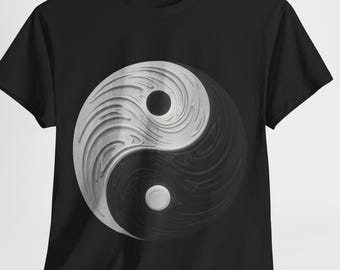 Koszulka Yin Yang - Unisex bawełniana koszulka, koszulka Spiritual Balance, elegancka koszulka do jogi, koszulka z symbolem azjatyckim, prezent na odzież medytacyjną