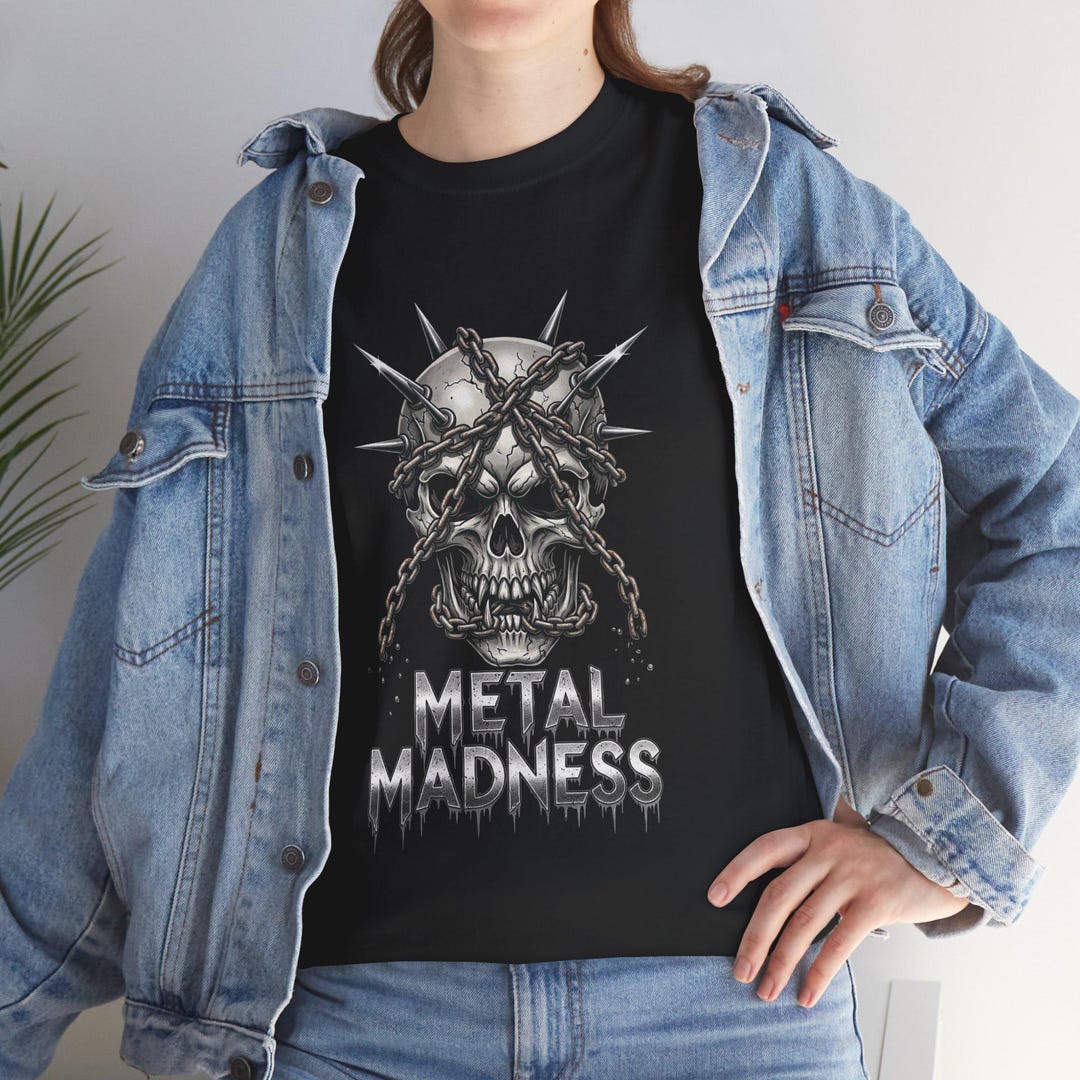 Metal Madness T-shirt, Spiked Skull Tee, Graphic Tee for Rockers ...