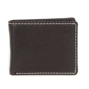 Men's full grain leather wallet - Genuine cowhide leather - Slots for cards, bills, ID - Elegant gift