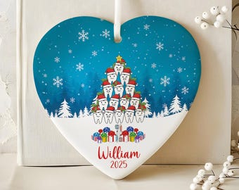 Personalized Dentist Christmas Tree Ornament, Funny Tooth Tree Ornament, Dental Clinic Decor, Dental Squad Ornament, Dental Hygienist Gift