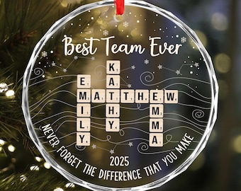 Best Team Ever Crossword Ornament, Never Forget The Difference That You Make, Coworkers Puzzle Keepsake, Employee Appreciation Gift