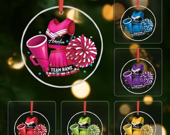 Personalized Cheerleader Ornament 2025, Custom Cheerleader Team & Name Ornament, Cheer Uniform Keepsake, Cheer Squad Christmas Decor