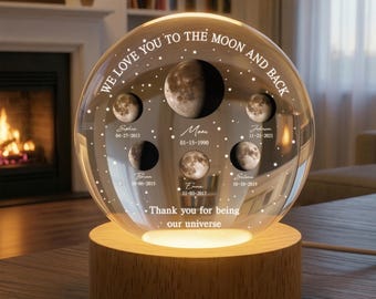 Thank You For Being Our Universe Mom Crystal Ball Lamp, Love You To The Moon and Back, Mother’s Day Gift