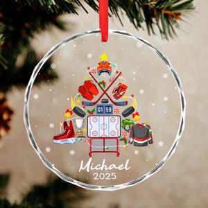 Personalized Hockey Christmas Tree Ornament, Custom Hockey Player Ornament, Ice Hockey Keepsake, Hockey Team Gift, Sport Ornament