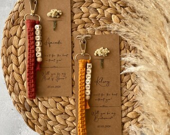 Bridesmaid Proposal Gift Idea, Maid Of Honor Gift From Bride, Macrame Keychain Bridesmaid Gifts For Wedding Day, Matron of Honor Gifts