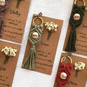 Name Keychain with Beads, Boho Macrame Keychain, Macrame Boho Lanyard Keychain, Boho Keyring, Backpack Charm, BFF Gifts, Bridesmaid Gifts