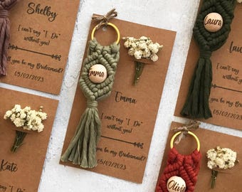 Name Keychain with Beads, Boho Macrame Keychain, Macrame Boho Lanyard Keychain, Boho Keyring, Backpack Charm, BFF Gifts, Bridesmaid Gifts