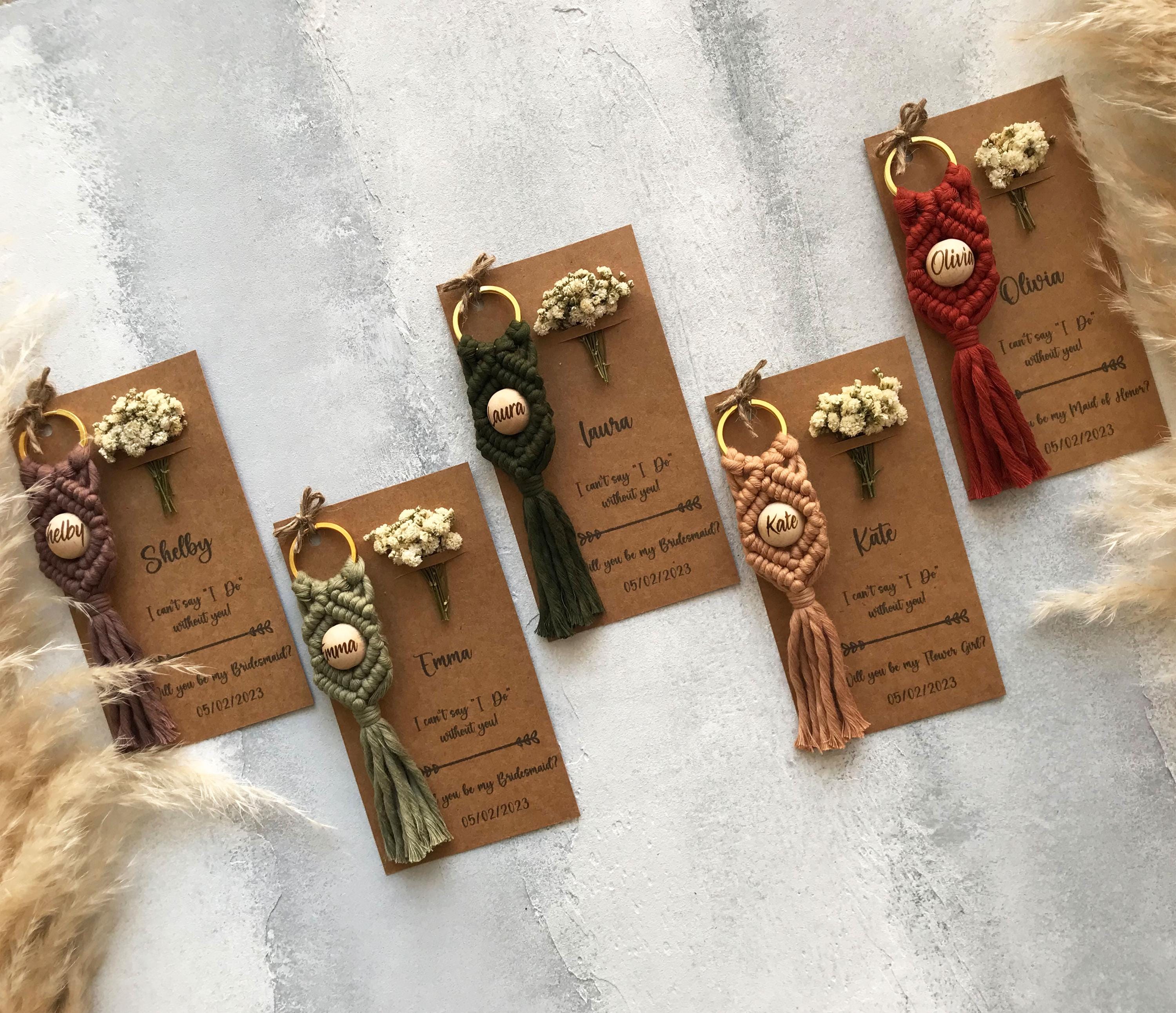Personalized Will You Be My Bridesmaid Gifts, Tie The Knot Gift For Bridesmaid, Maid of Honor Gift, Flower Girl Keychain Gift, Name Keychain