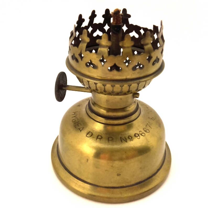 Rare Antique Old Kerosene Brass Lamp Openwork Border 1922 Year Latvia
