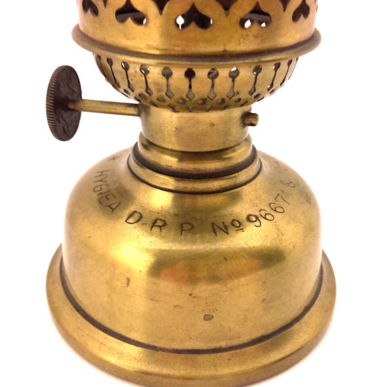 Rare Antique Old Kerosene Brass Lamp Openwork Border 1922 Year Latvia
