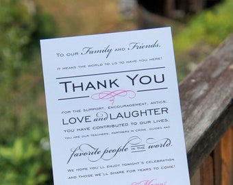 Elegant Wedding Thank You Sign - Custom printed cards - wedding sign thank you wedding sign, Ornate Flourish