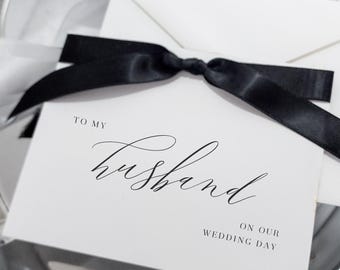 Wedding Card a Letter to my Husband on our Wedding Day gift for Groom to my wife card from bride black and white love letter VCT