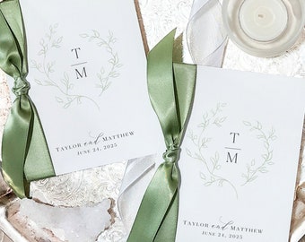 Sage Green Vow Books Set of 2 personalized wedding vow booklet his and hers engagement gift greenery forest wedding keepsake rustic chic VCT