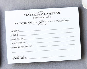 Wedding Advice Card guest book alternative idea reception activity bridal shower game keepsake marriage wisdom message black and white BGS