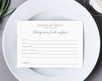 Wedding Advice Card guest book wedding keepsake marriage wisdom bridal shower game activity reception entertainment bride groom wishes MZT