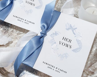 Beach Wedding Vow Books for wedding vow book set of 2 vow books shell vows book nautical wedding destination bridal shower gift personalized