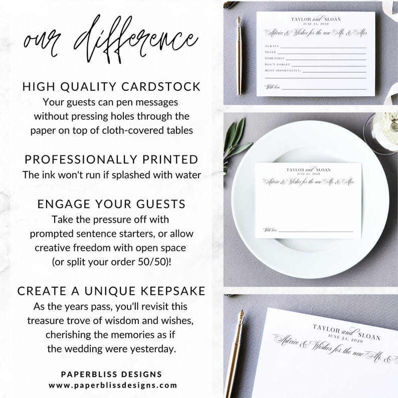 Wedding Advice Card wedding wishes bridal shower game wedding advice and wishes advice guest book card words of wisdom rehearsal dinner MZT image 7
